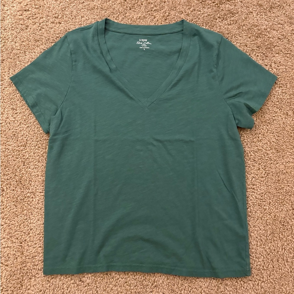 J.CREW Green Slub Cotton Tee